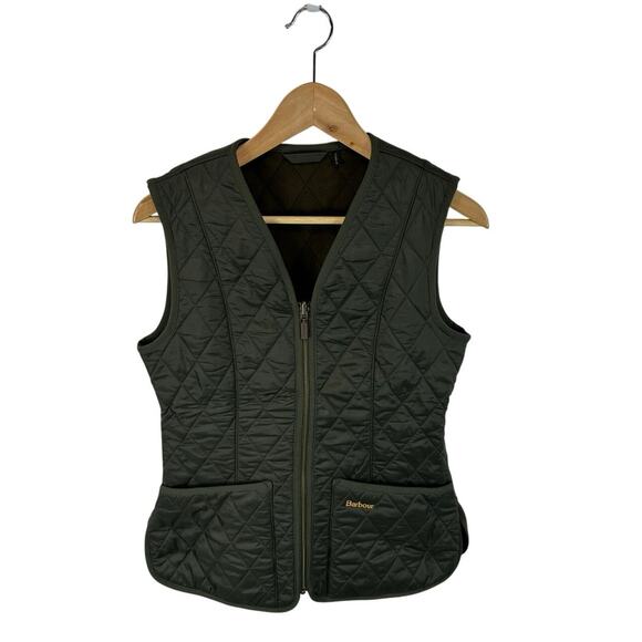 Barbour Betty Quilted Vest Fleece Lined Dark Green Size US 4 Full Zip Outdoors - Picture 1 of 11